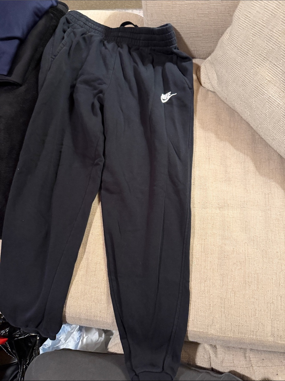 Nike Youth Black Jogger Sweatpants with White Swoosh